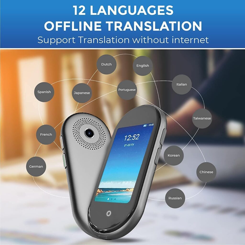 DoDoDuck 3 Language Translator Device, Newest Improved Offline Translation in 10 Languages, No WiFi Needed, Best Offline,109 Online, Bluetooth | Integrated AI Assistant (8 GB)
