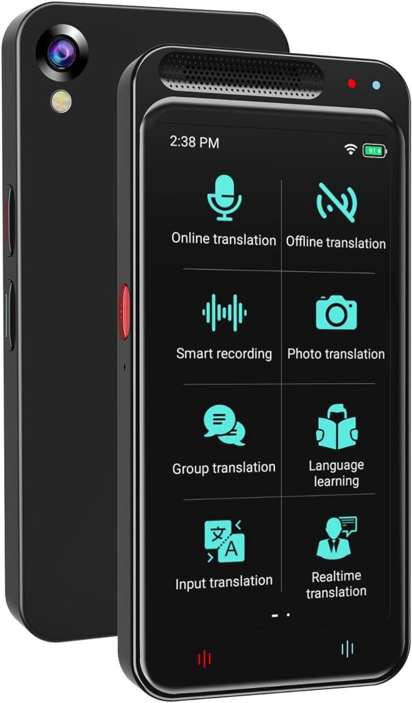 PIBEIBUK Language Translators, Instant Translator 2023, Portable Translator Device with 138 Languages 4.1 Touch Screen, Smart Voice Photo Translator Real Time, Offline Online Translation for Travel