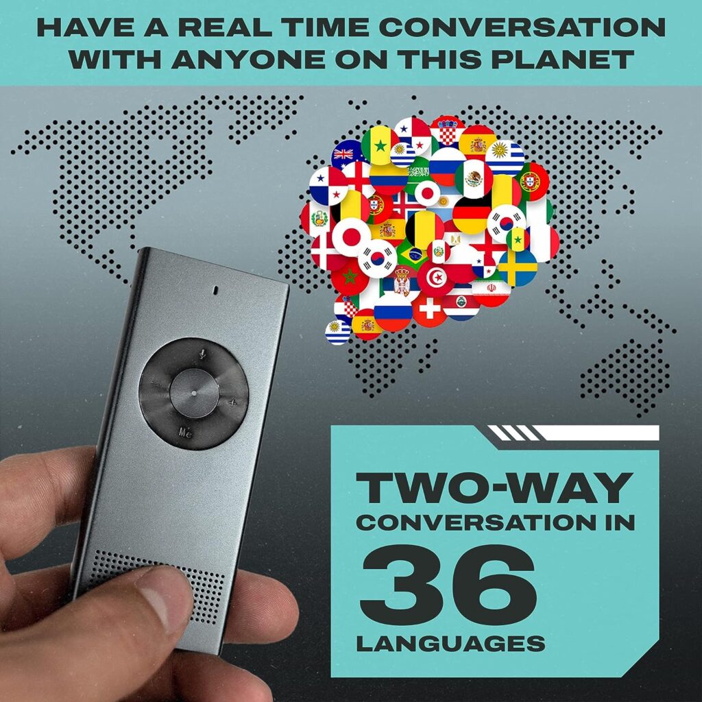 Poliglu Instant Two-Way Language Translator - Translators Devices for 36 Languages. Make Communication Easier with This Innovative Portable Translation Device. Perfect as a Pocket Dictionary