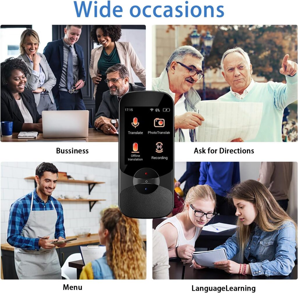 Portable Language Translator Device,Two-Way Smart Voice and Photo Translator in Real Time,Supports 106 Languages,Up to 180H Standby,Ideal for Business and Travel