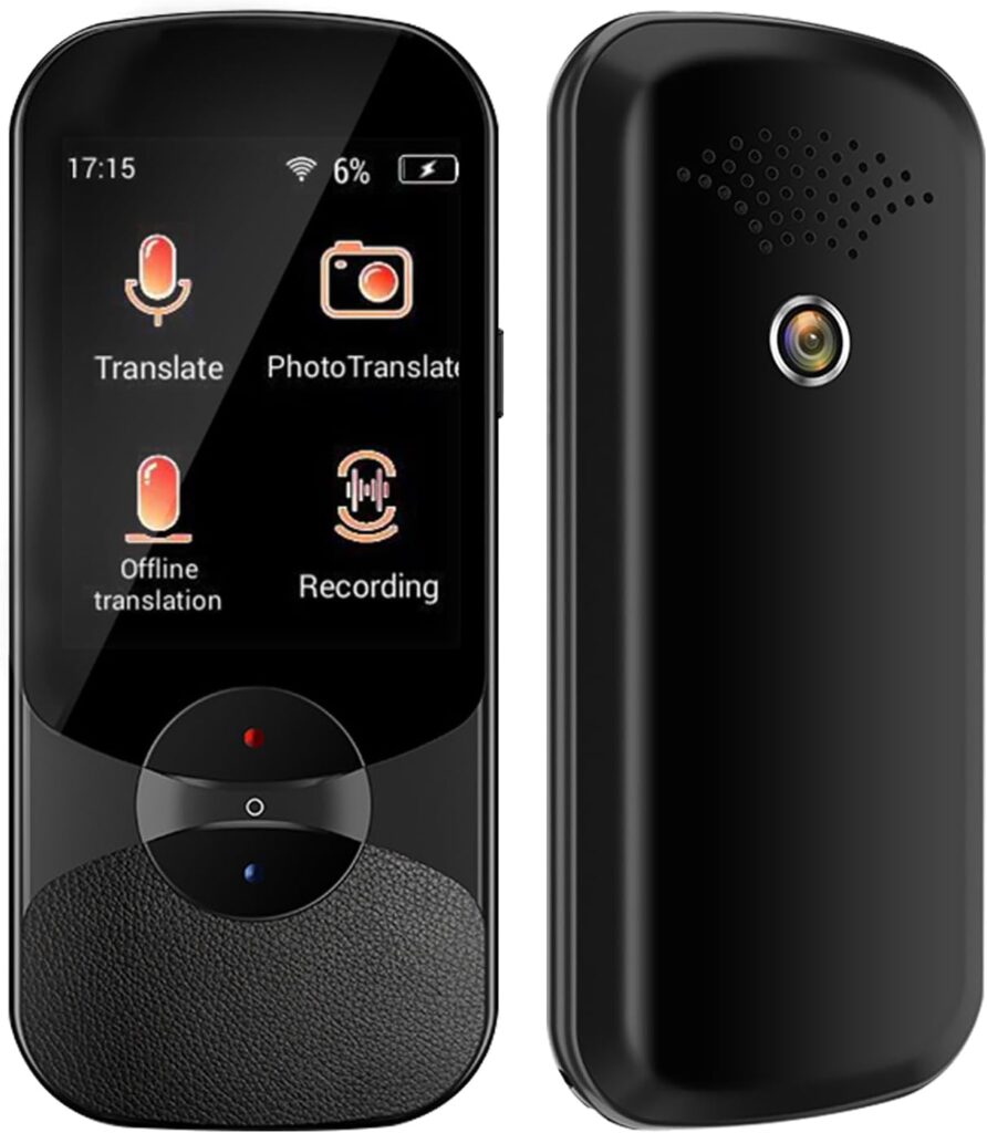 Portable Language Translator Device,Two-Way Smart Voice and Photo Translator in Real Time,Supports 106 Languages,Up to 180H Standby,Ideal for Business and Travel