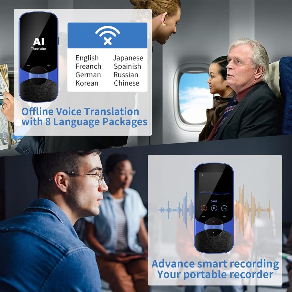 vormor Language Translator Device Two Way Instant Translator Device with 106 Language AI Voice Translator Support Online/Offline/Image/Recording Portable Translation Device with 2.4 HD Touch Screen