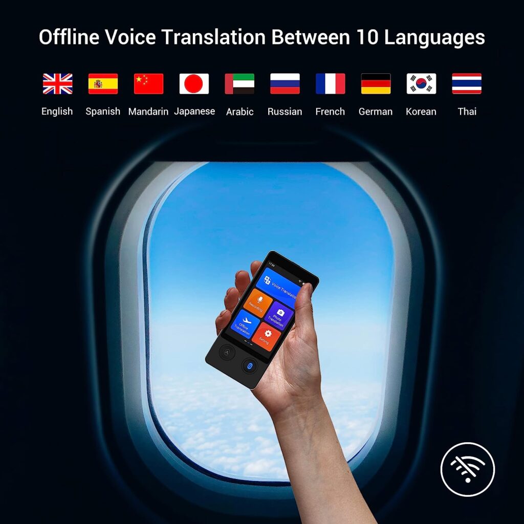 Wooask W12 Language Translator Device Accurate Offline Online Translation 2023 3.7 Touch Screen Newest Real-time Voice Translation in 144 Different Languages for Learning, Travel Business
