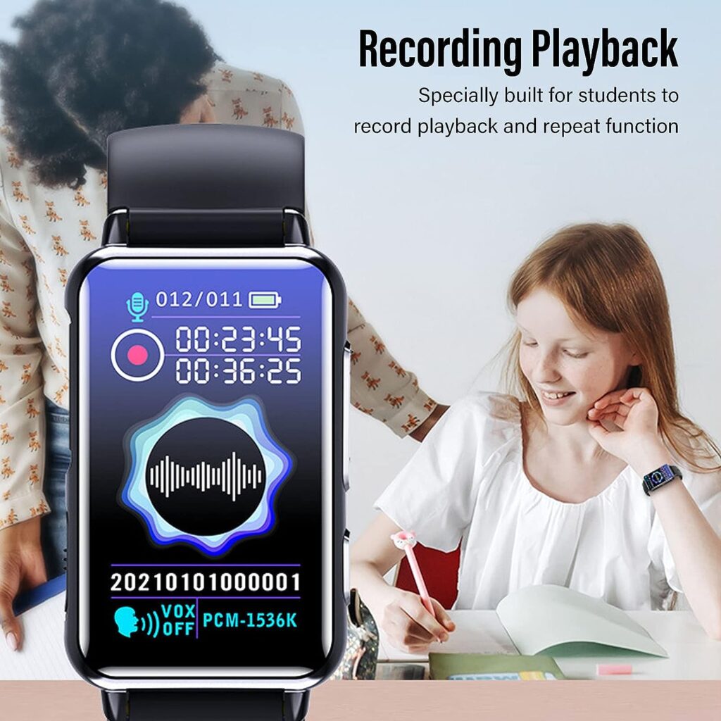 Voice Recorder Watch, AI Intelligent HD Noise Reduction E Book Bluetooth Voice Activated Recorder for Meeting Lectures Learning,Support Loop Recording((32GB))